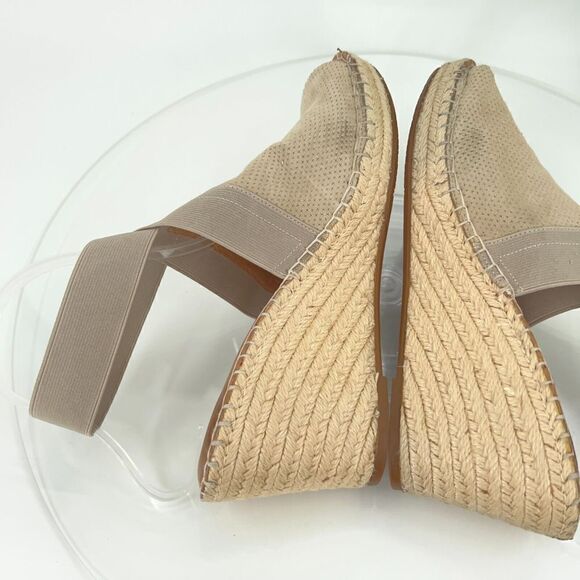 Gentle Souls Women's Colleen Sandal 10 Espadrille Wedge Cross Strap Tan Suede - Picture 8 of 15